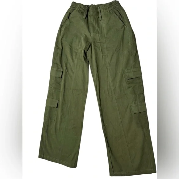 Motel Green Utility Cargo Pants | Size XS | Y2K Vibes Wide Leg - Picture 2 of 4
